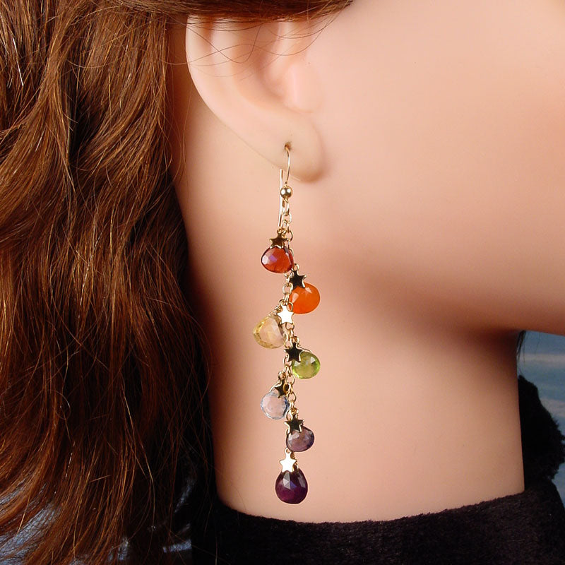 RAINBOW CASCADE Briolette Earrings