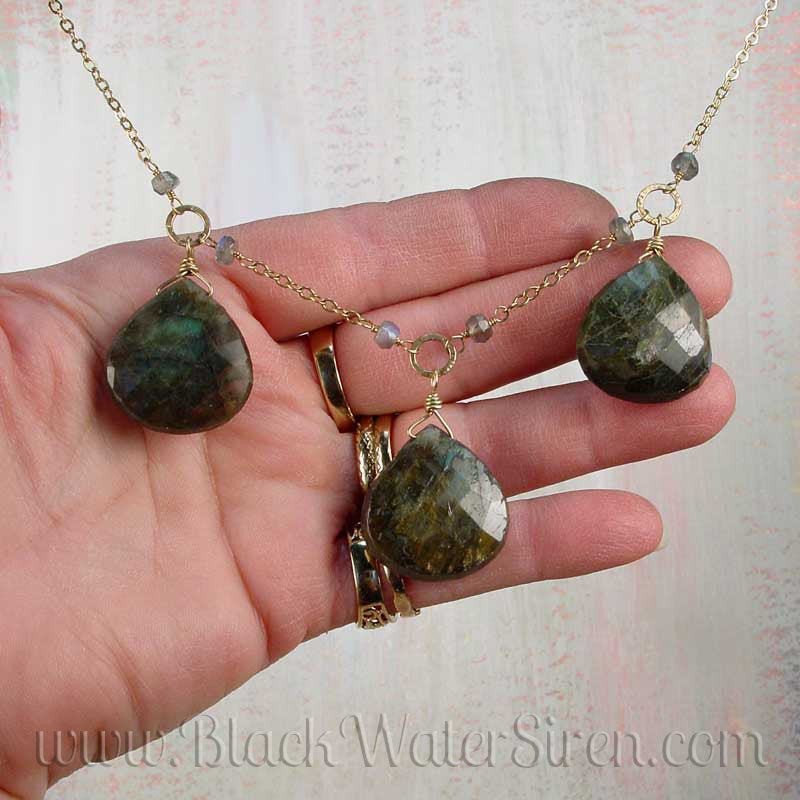 TRINITY LABRADORITE Briolette Necklace