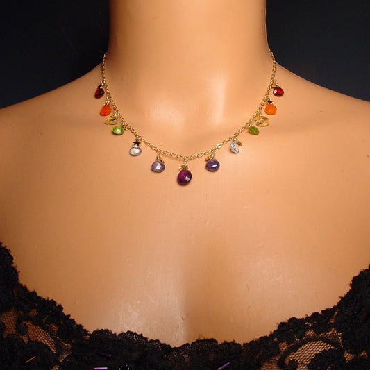 RAINBOW CASCADE Briolette Necklace