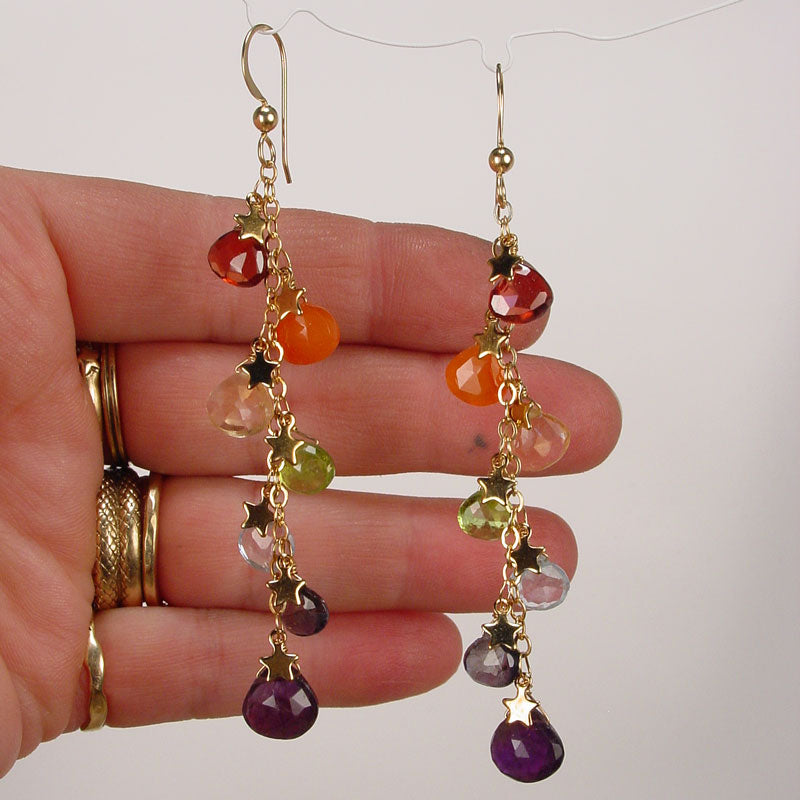 RAINBOW CASCADE Briolette Earrings