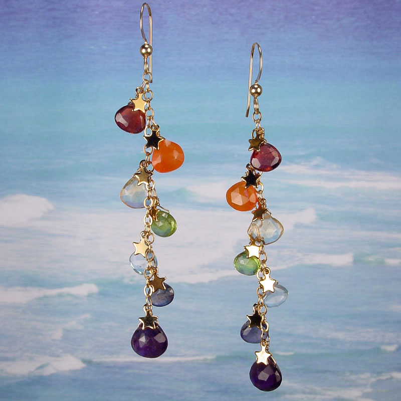 RAINBOW CASCADE Briolette Earrings