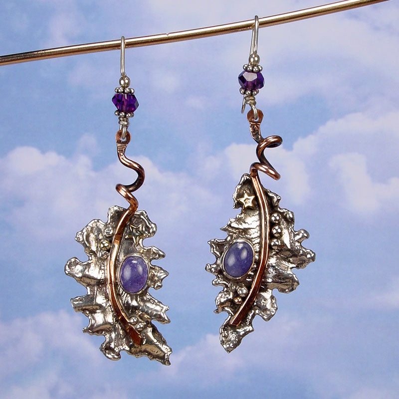 SILVER LEAF Tanzanite Earrings