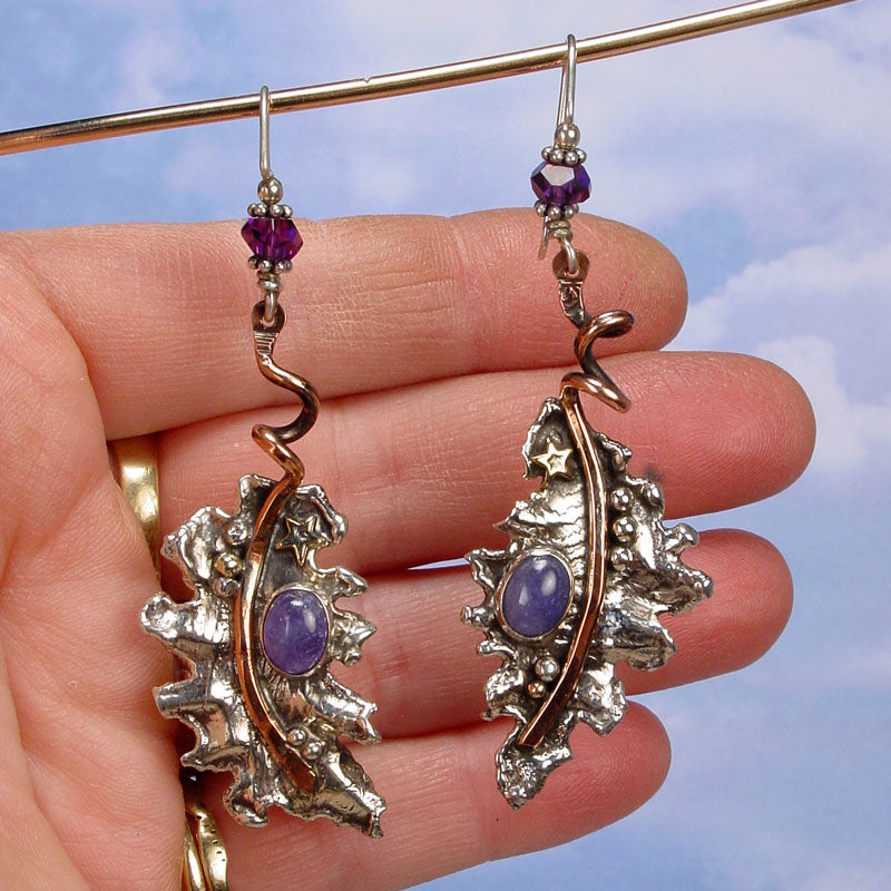 SILVER LEAF Tanzanite Earrings