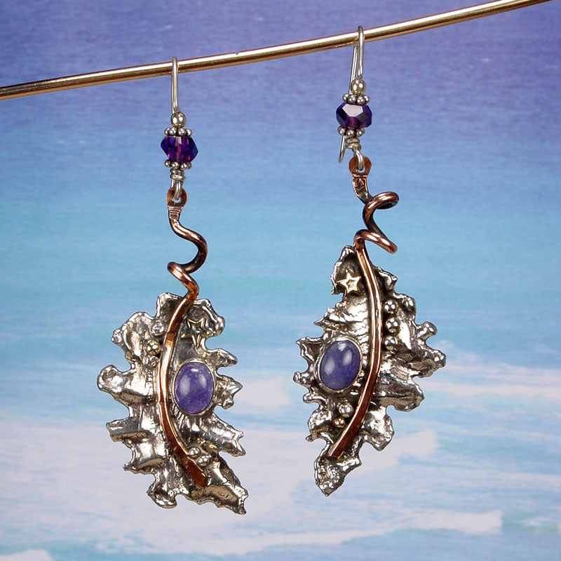 SILVER LEAF Tanzanite Earrings