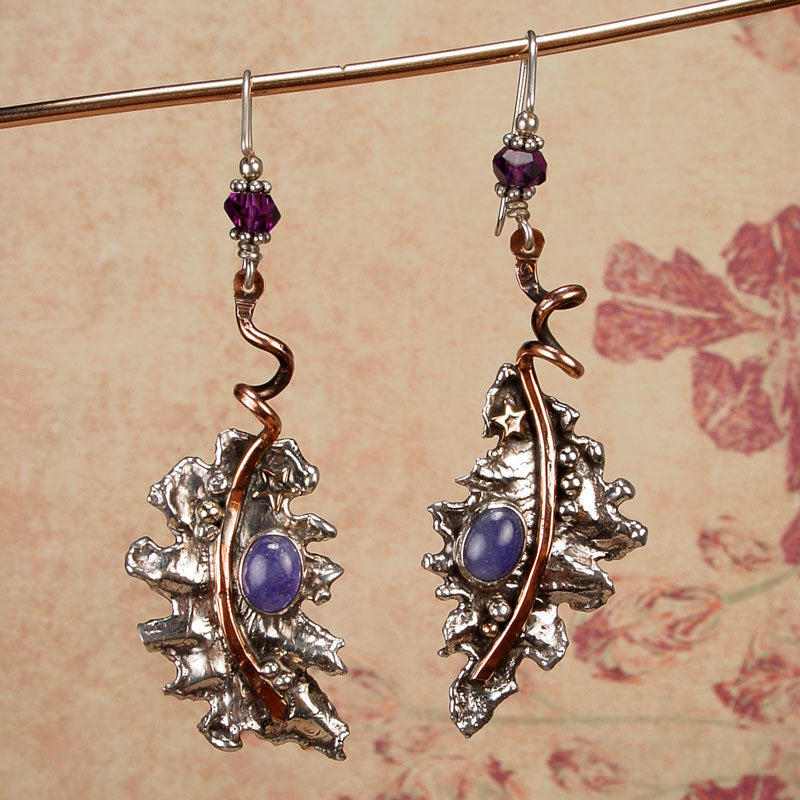 SILVER LEAF Tanzanite Earrings