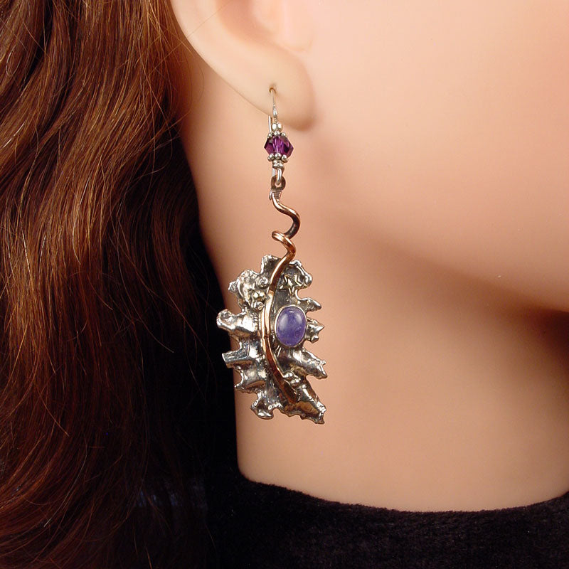 SILVER LEAF Tanzanite Earrings