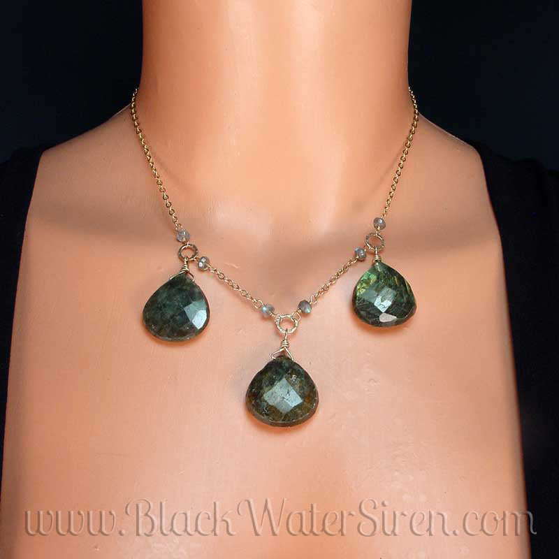 TRINITY LABRADORITE Briolette Necklace