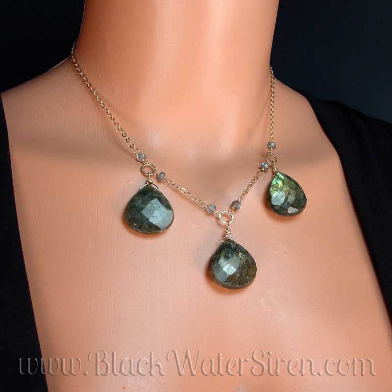 TRINITY LABRADORITE Briolette Necklace