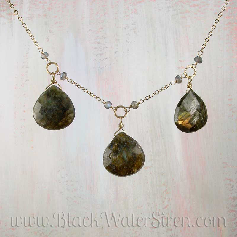 TRINITY LABRADORITE Briolette Necklace